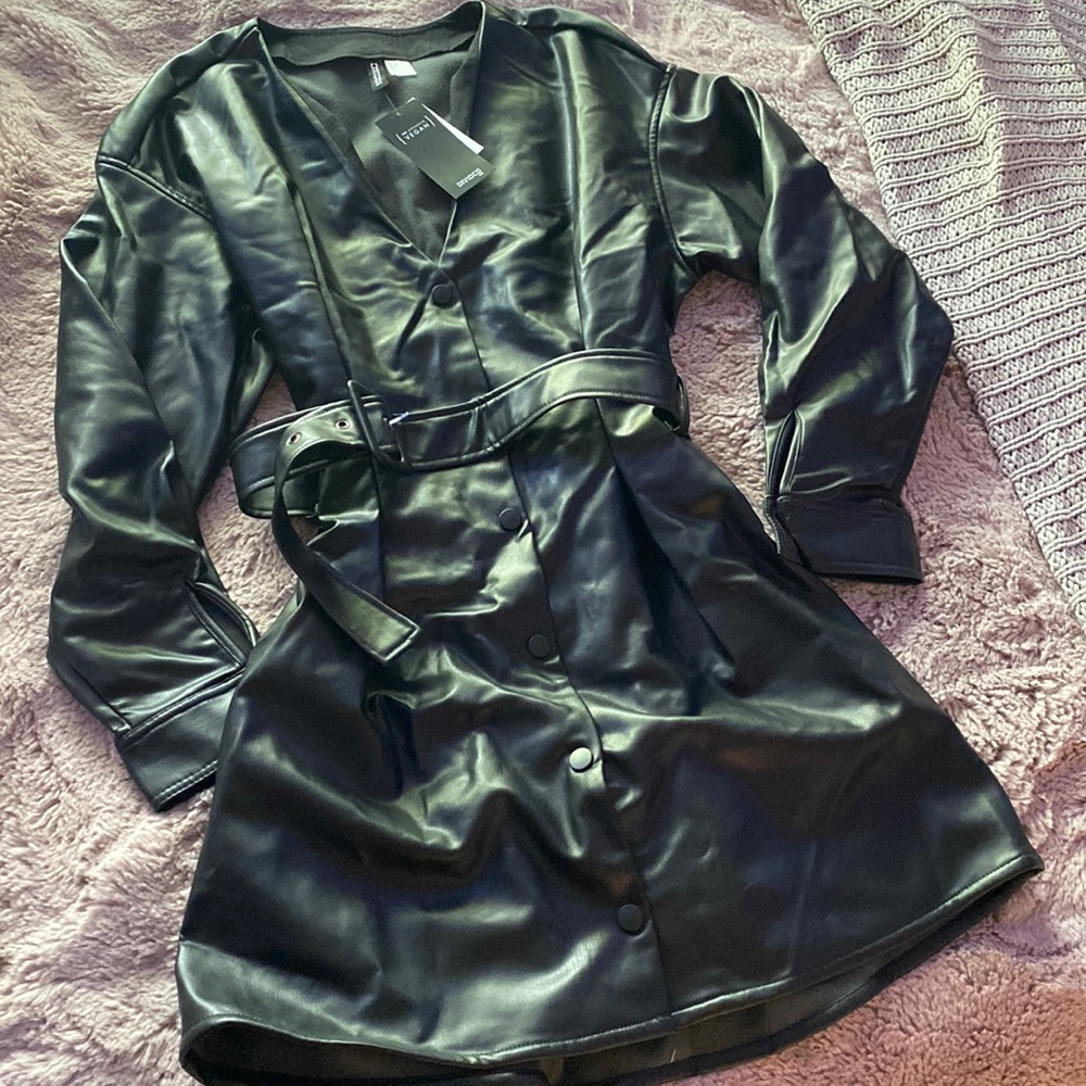 Black Pleather fitted dress